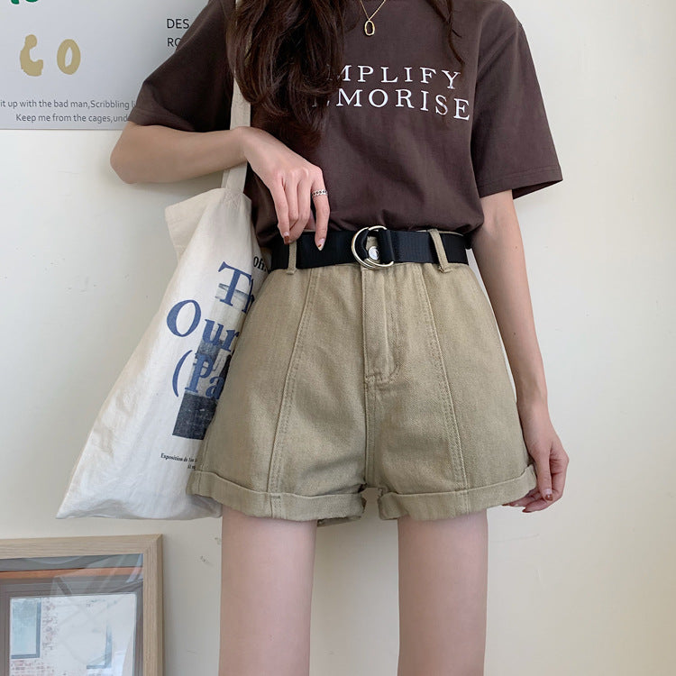 Loose curled retro wide-leg pants