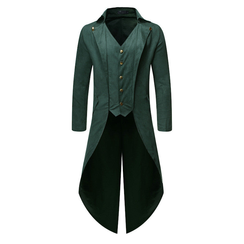 Long Sleeve Solid Color Button Irregular Men's Tuxedo