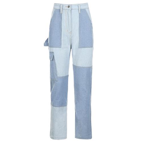 Women'S Casual Stitching High-Rise Slim-Fit Jeanys