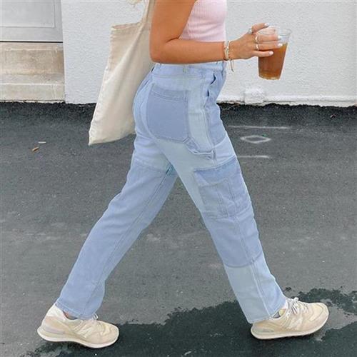 Women'S Casual Stitching High-Rise Slim-Fit Jeanys