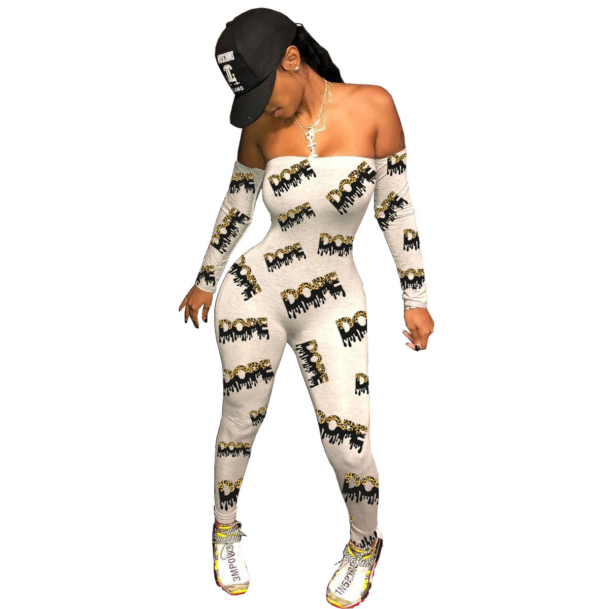 Sexy Strapless Print One-Piece Trousers