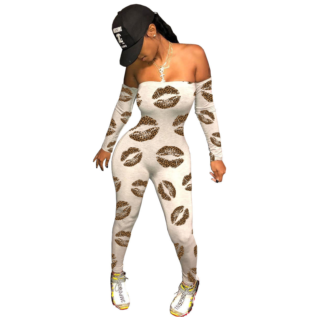 Sexy Strapless Print One-Piece Trousers