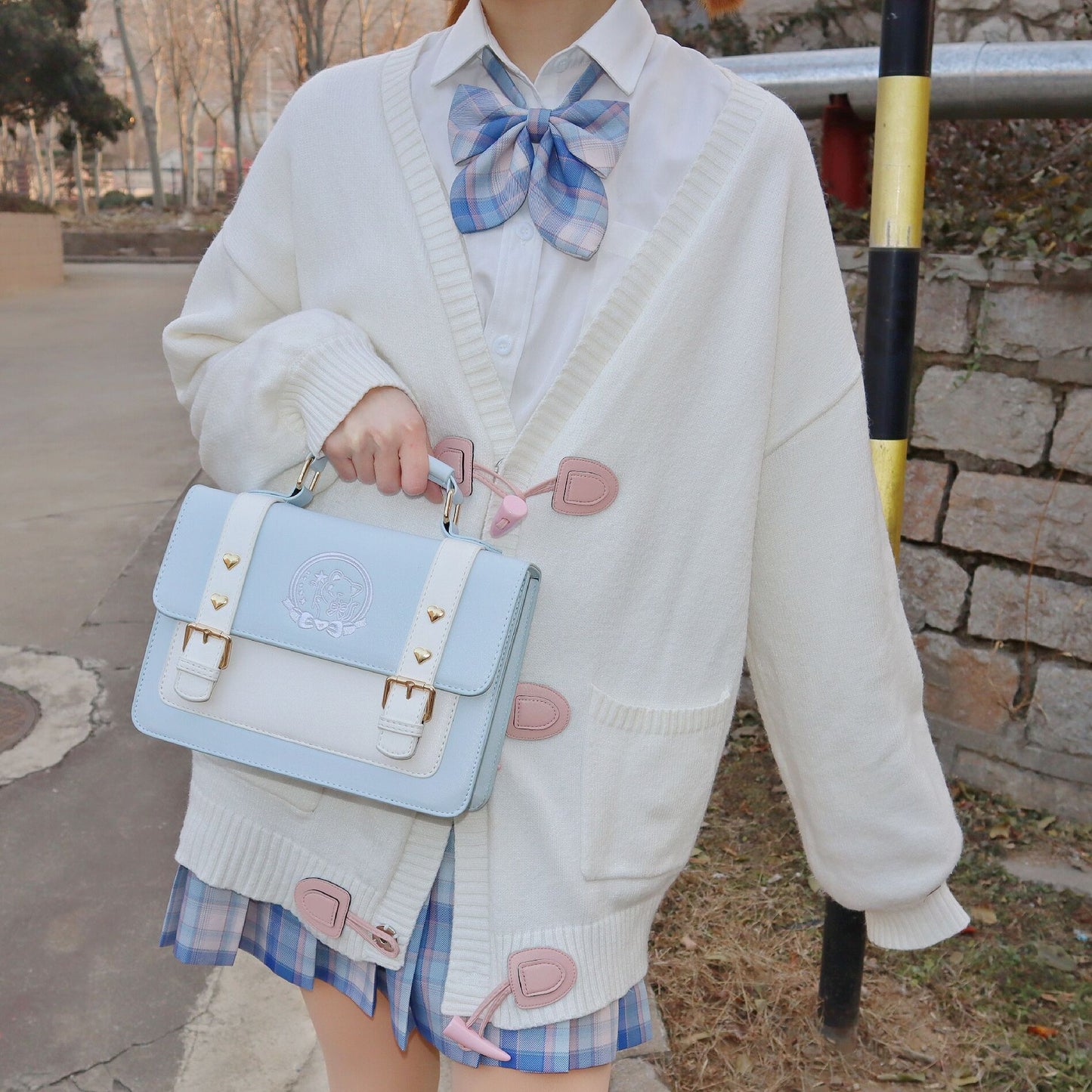 Cat Embroidery Portable Messenger Bag