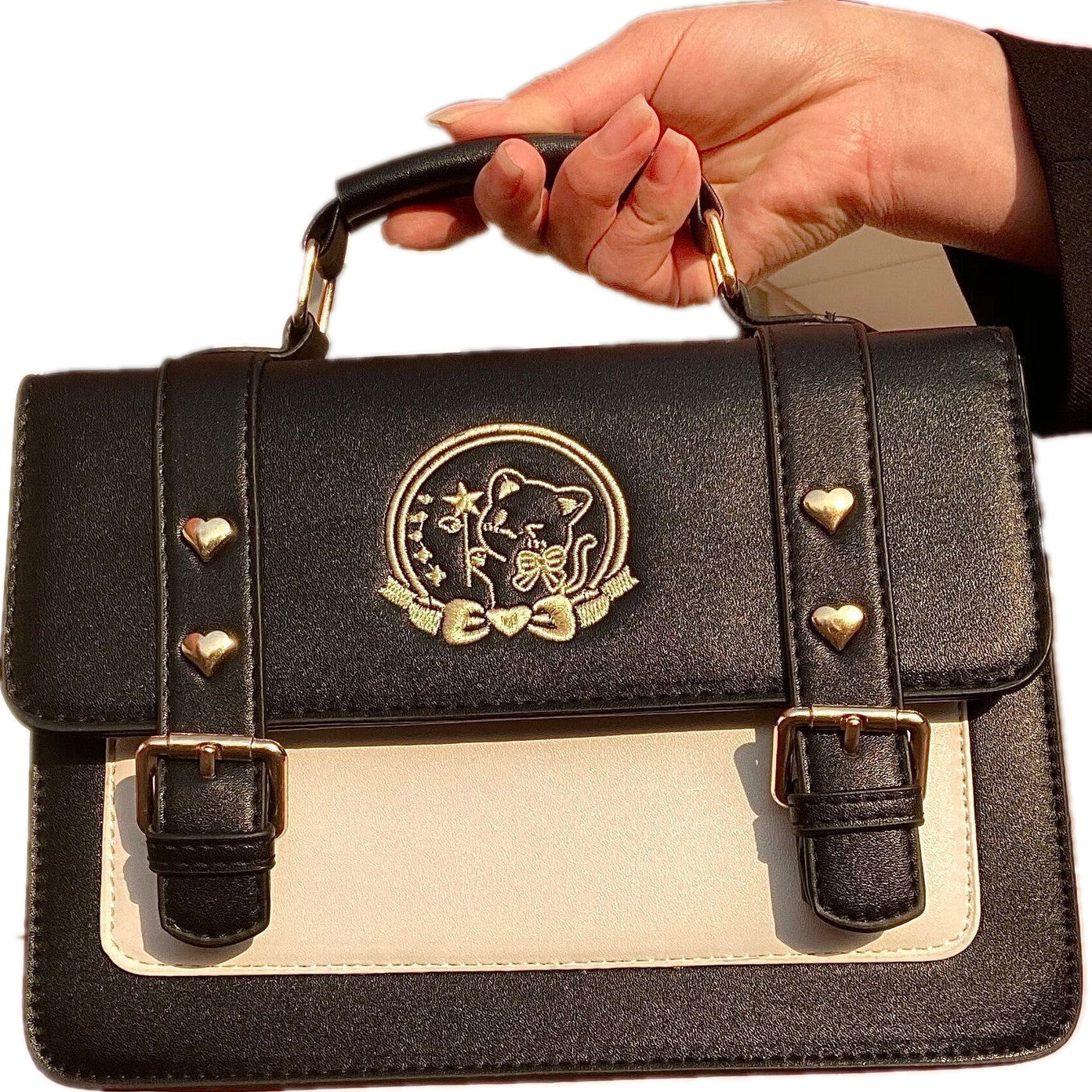 Cat Embroidery Portable Messenger Bag