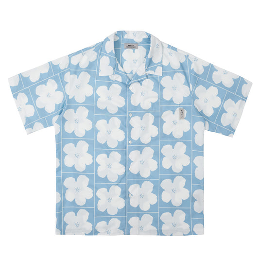 Casual Plaid Flower Print Short-sleeved Shirt