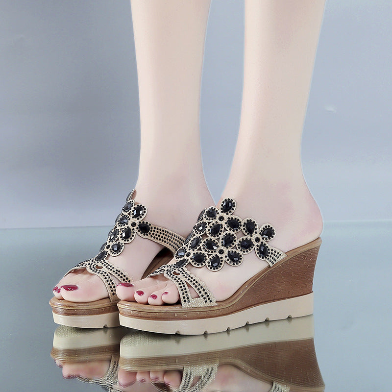 Rubber Pleated Mango Casual Sandals With High Heels