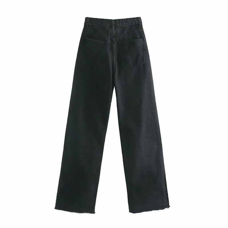 European And American Fashion All-match Wide-leg High-waist Jeans