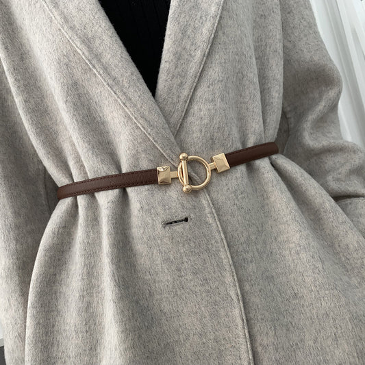 djustable  Belt Decoration All-Match Coat Dress Fashionable Fine Cross Pattern Small Belt Women With Sweater