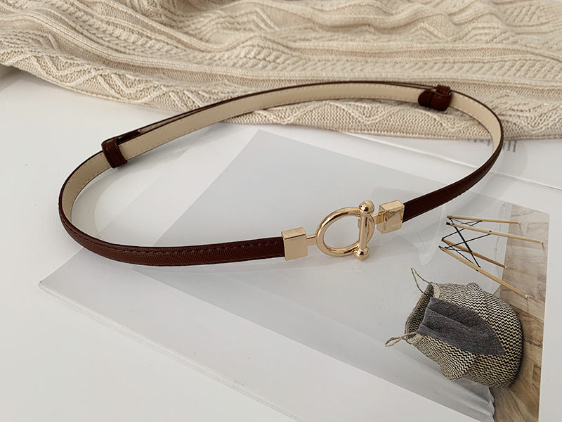 djustable  Belt Decoration All-Match Coat Dress Fashionable Fine Cross Pattern Small Belt Women With Sweater
