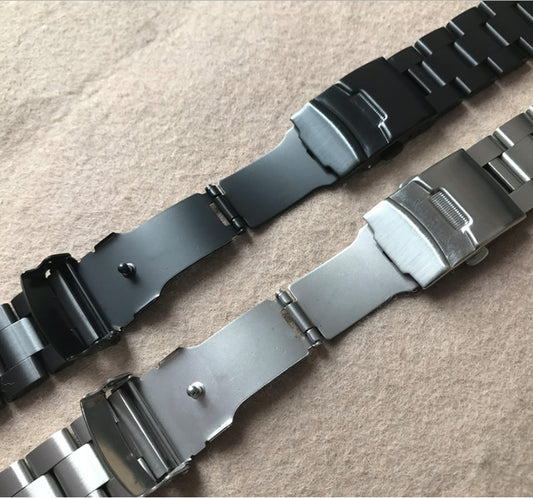 Rusty Steel Band Strap Black Brushed