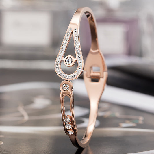 Fashion Women'S Set Watch Simple Diamond Inlaid Rose Gold 4-Piece Combination Watch Set