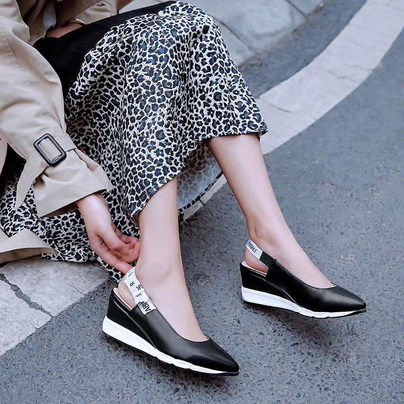 Women's Solid Color Baotou Pointed Sandals