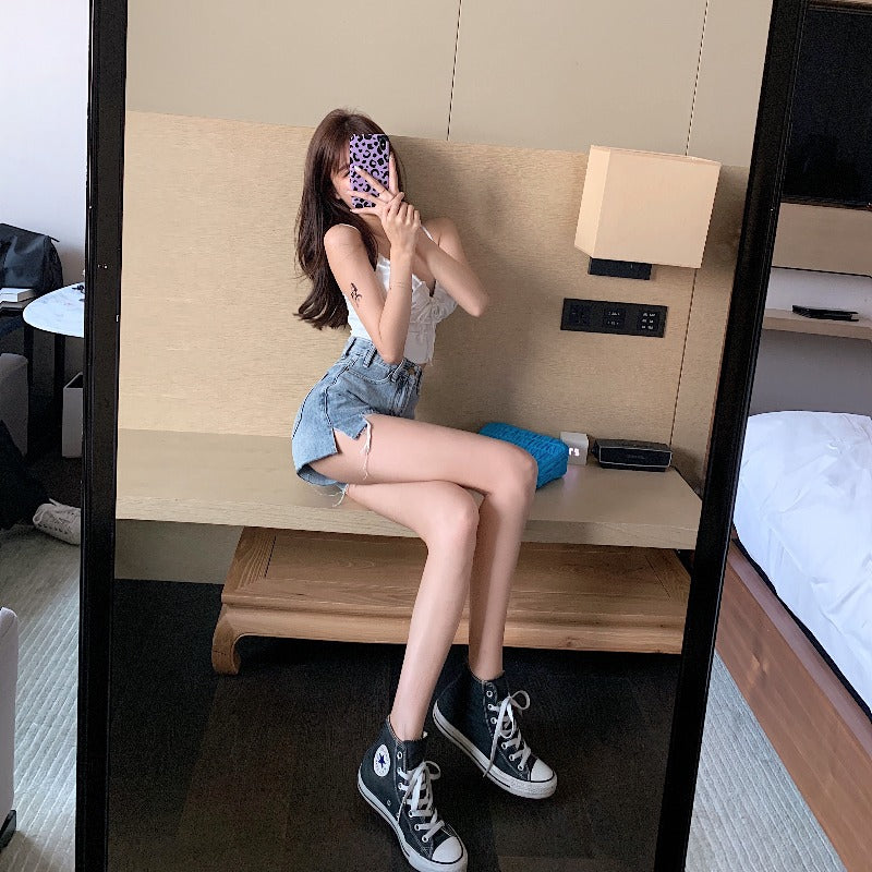 Ripped Raw Edge Jeans Women'S Summer Thin Hot Pants