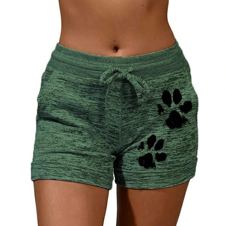 Foreign Trade Women'S Printed Bottoming Shorts Yoga Pants Leisure Sports Waist Elastic Shorts
