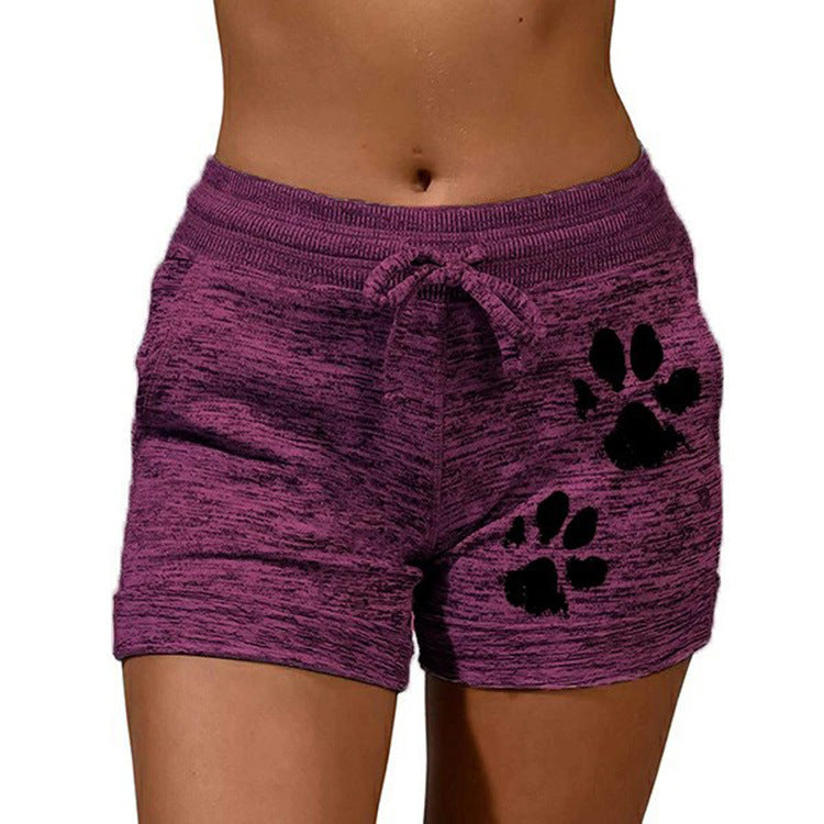 Foreign Trade Women'S Printed Bottoming Shorts Yoga Pants Leisure Sports Waist Elastic Shorts