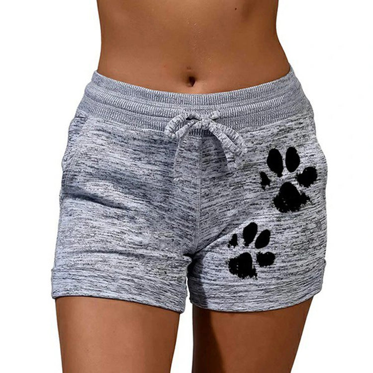 Foreign Trade Women'S Printed Bottoming Shorts Yoga Pants Leisure Sports Waist Elastic Shorts