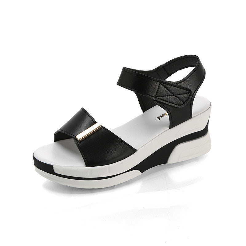 Fiskemund-sandaler Dame Plateau Højhælet Kile Velcro