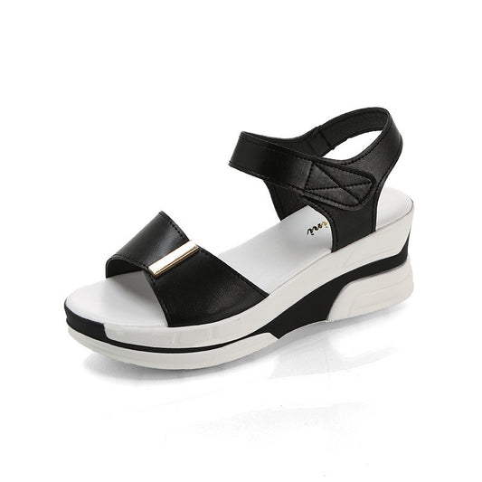 Fiskemund-sandaler Dame Plateau Højhælet Kile Velcro