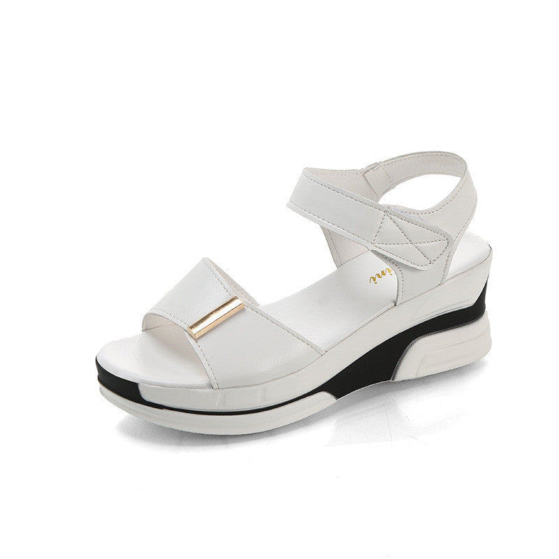 Fiskemund-sandaler Dame Plateau Højhælet Kile Velcro