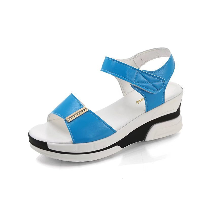 Fiskemund-sandaler Dame Plateau Højhælet Kile Velcro