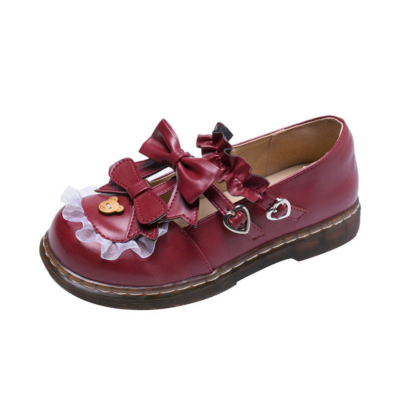 All-Match Bow Lace Lolita Small Leather Shoes