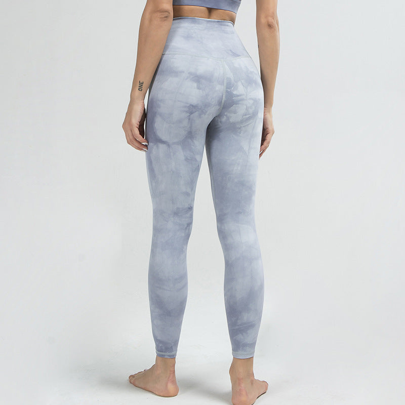Stretchy Buttocks And Abdomen Yoga Pants Tie-Dye Nylon Sports Yoga Wear