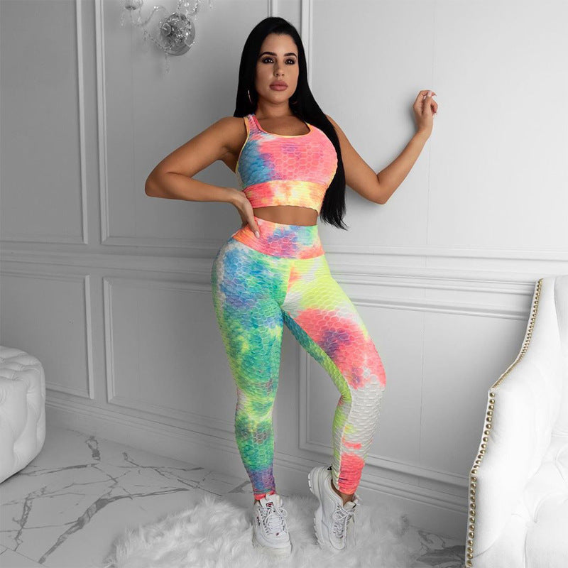 Yoga Clothes Tie-Dye Suit Jacquard Cross-Border Exclusive Supply In Europe And America