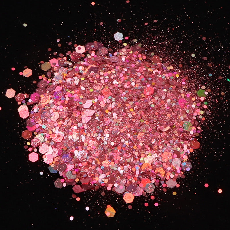 50G Mixed Hexagonal Silver Glitter Laser Sequins Diy Manicure Art Decoration Ten Colors Into