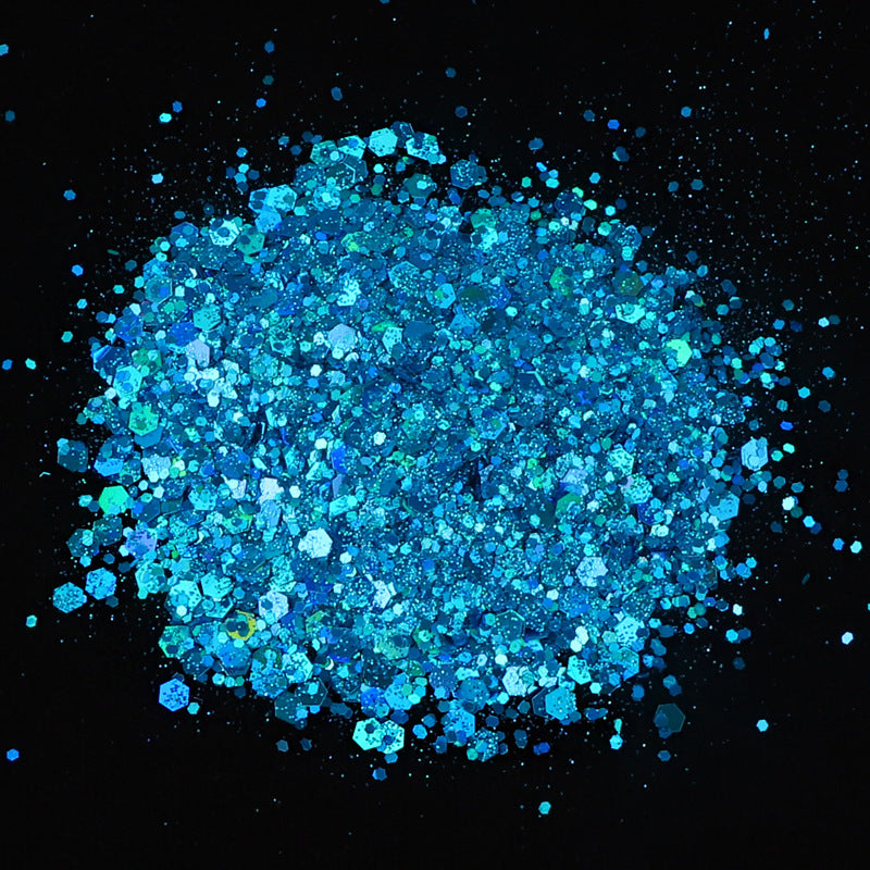 50G Mixed Hexagonal Silver Glitter Laser Sequins Diy Manicure Art Decoration Ten Colors Into