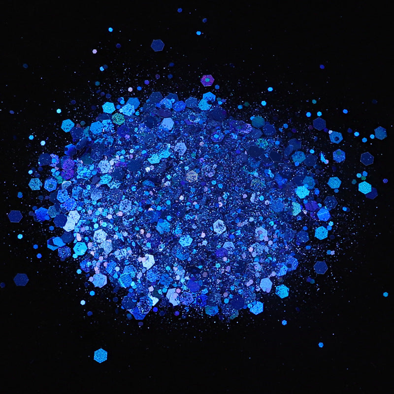 50G Mixed Hexagonal Silver Glitter Laser Sequins Diy Manicure Art Decoration Ten Colors Into