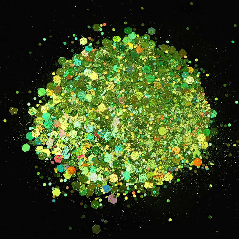 50G Mixed Hexagonal Silver Glitter Laser Sequins Diy Manicure Art Decoration Ten Colors Into