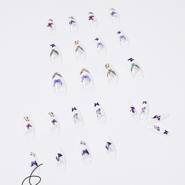 Fransk Farve Sommerfugl Fed Ballet Slid Færdig Manicure Negleplaster
