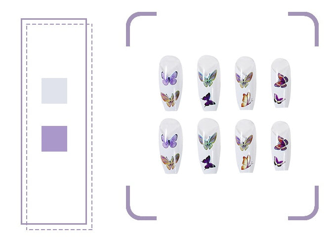 Fransk Farve Sommerfugl Fed Ballet Slid Færdig Manicure Negleplaster