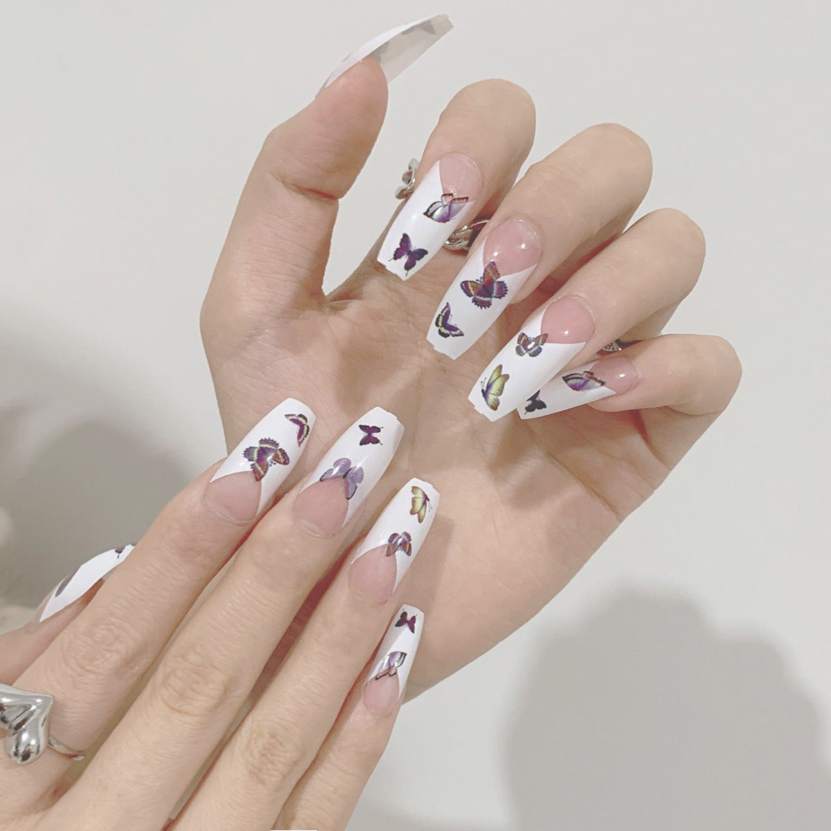 Fransk Farve Sommerfugl Fed Ballet Slid Færdig Manicure Negleplaster