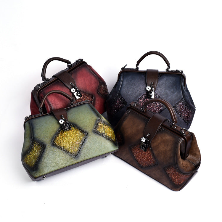 Johnature Retro Embossing Women Handbag Hand