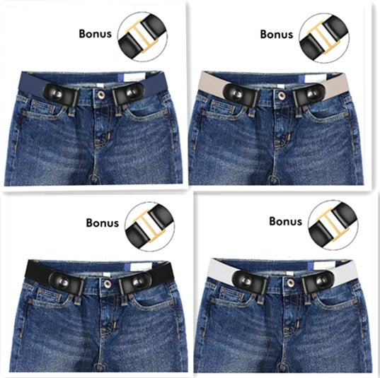 Spændefrit bælte til jeans, kjoler, intet spænde, elastisk taljebælte til kvinder og mænd, ingen bule, problemfrit taljebælte