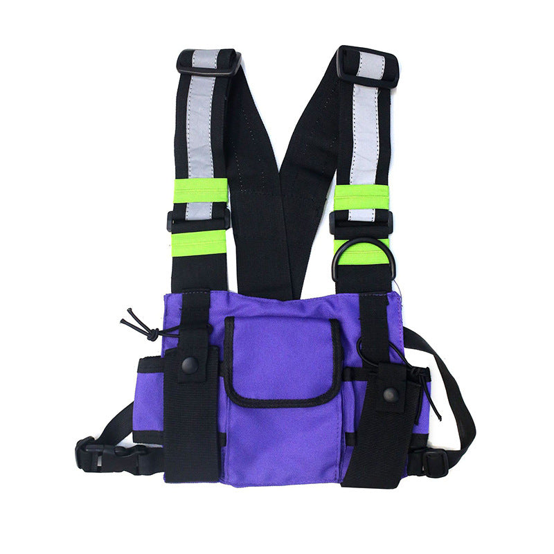 Fashion Multi-Pocket Reflective Vest Chest Bag