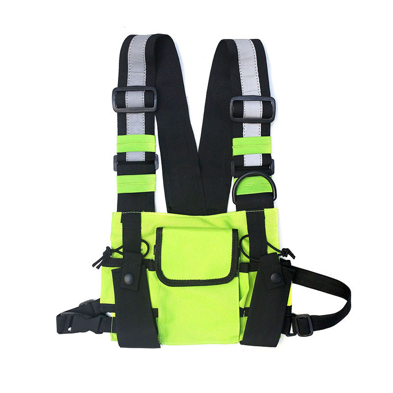 Fashion Multi-Pocket Reflective Vest Chest Bag