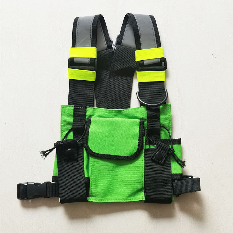Fashion Multi-Pocket Reflective Vest Chest Bag