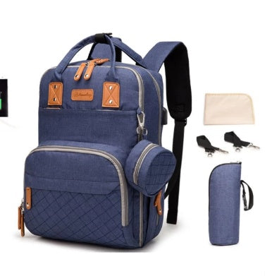 Baby Ble Rygsæk Stor Kapacitet Mumie Blepose Multifunktionel Daypack med Sutteholder Puslehynde Klapvogn S