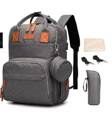 Baby Ble Rygsæk Stor Kapacitet Mumie Blepose Multifunktionel Daypack med Sutteholder Puslehynde Klapvogn S