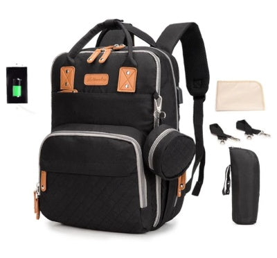 Baby Ble Rygsæk Stor Kapacitet Mumie Blepose Multifunktionel Daypack med Sutteholder Puslehynde Klapvogn S