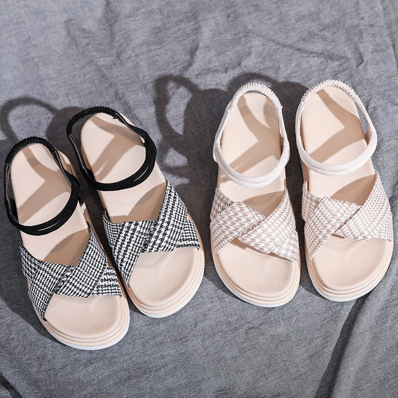 One-word Casual Elastic Flat Sandals