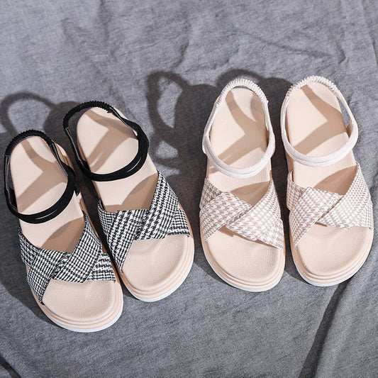 One-word Casual Elastic Flat Sandals