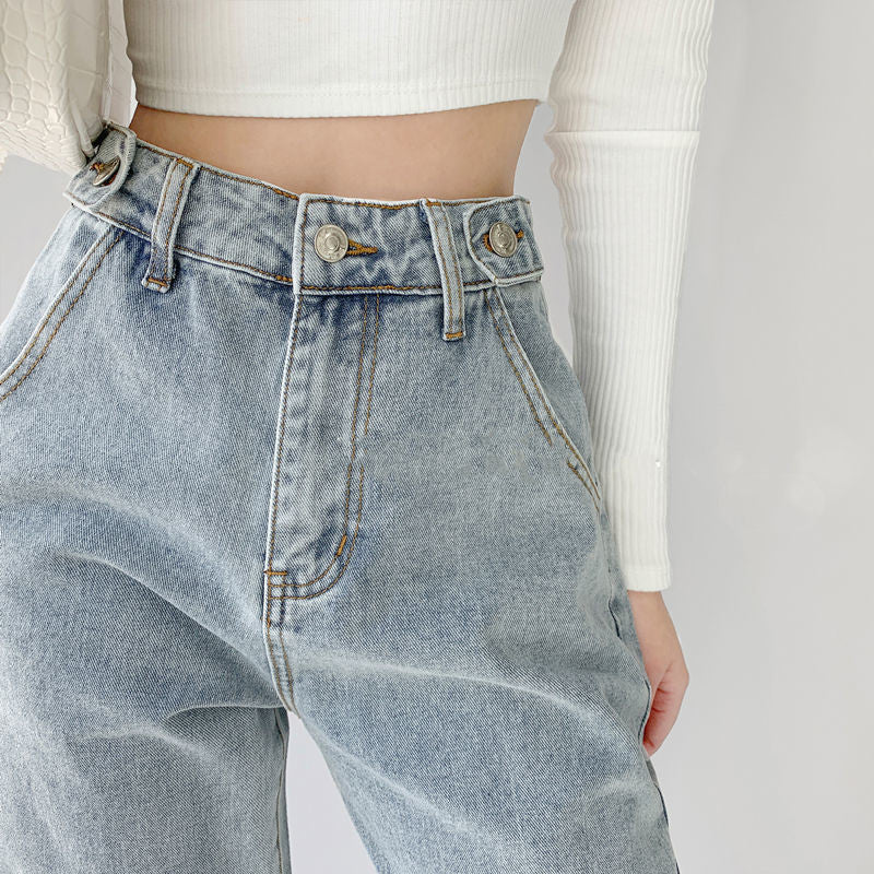 Loose Slim Straight Leg Bukser Høj Talje Slim Wide Leg Bukser