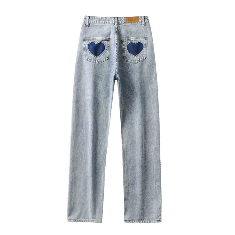 Loose Slim Straight Leg Bukser Høj Talje Slim Wide Leg Bukser