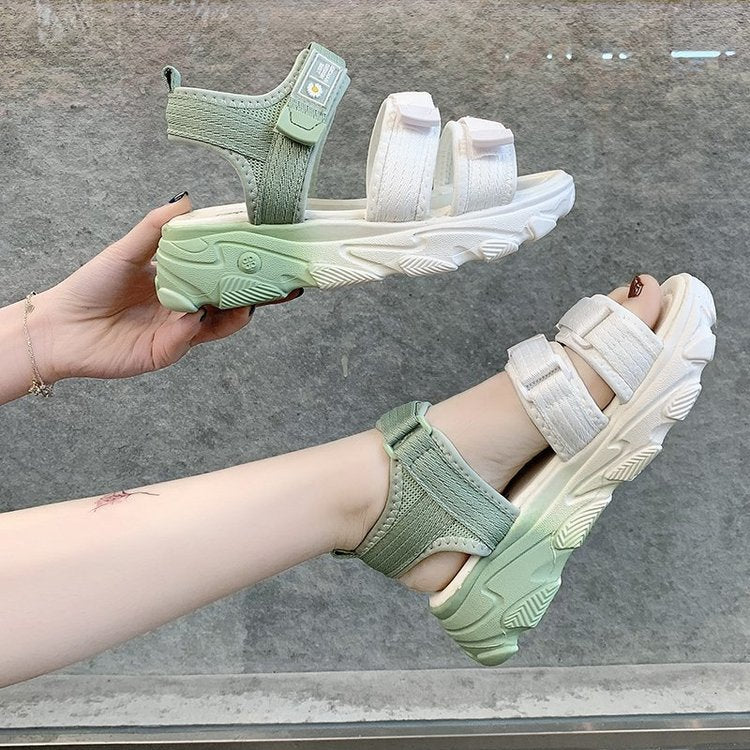 Daddy Sandals Ladies Summer Flat Bottom New Student Thick Bottom Sports And Leisure