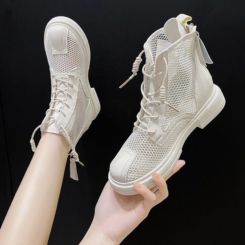 White Mesh Martin Boots Women Summer Thin