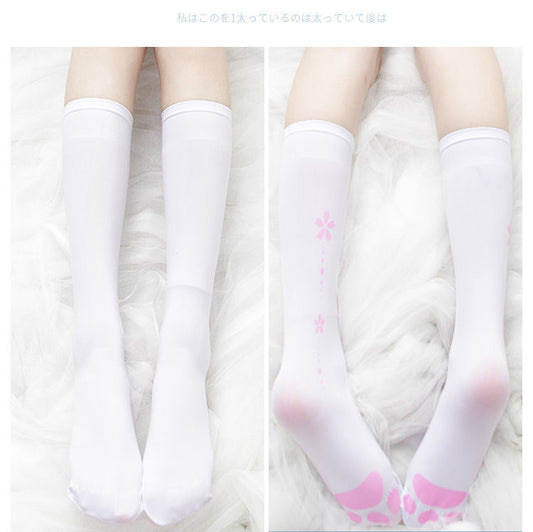 Cat Paw Print Calf Stockings Pantyhose