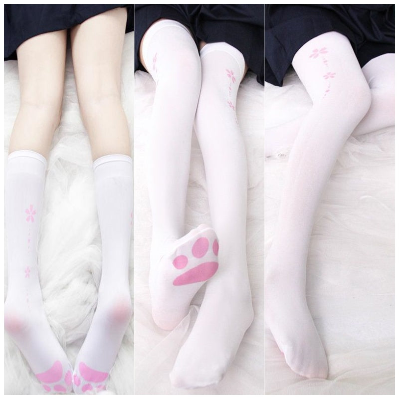 Cat Paw Print Calf Stockings Pantyhose